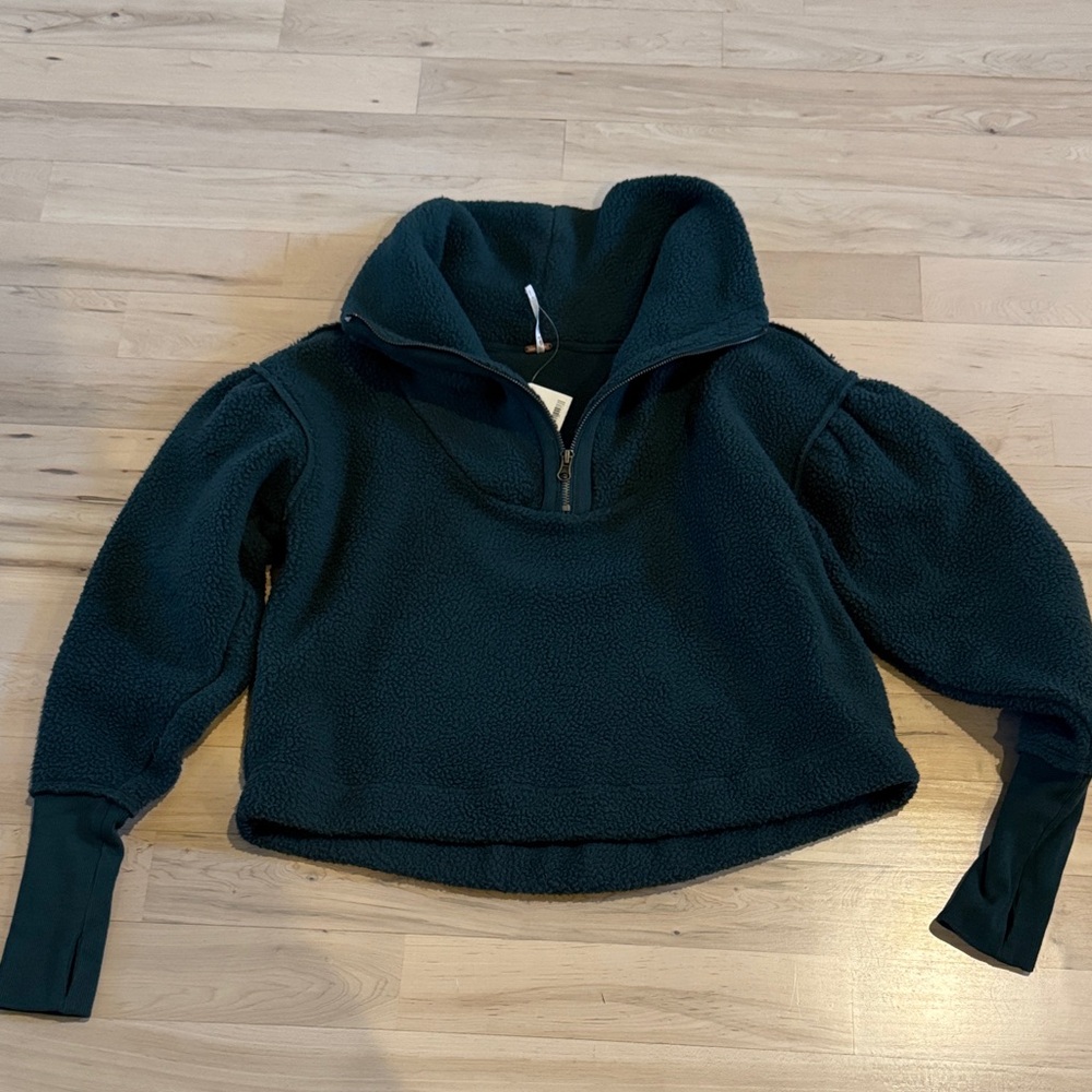 Free People Dark Green Fleece Hoodie